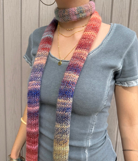 Aurora ombré knitted skinny scarf