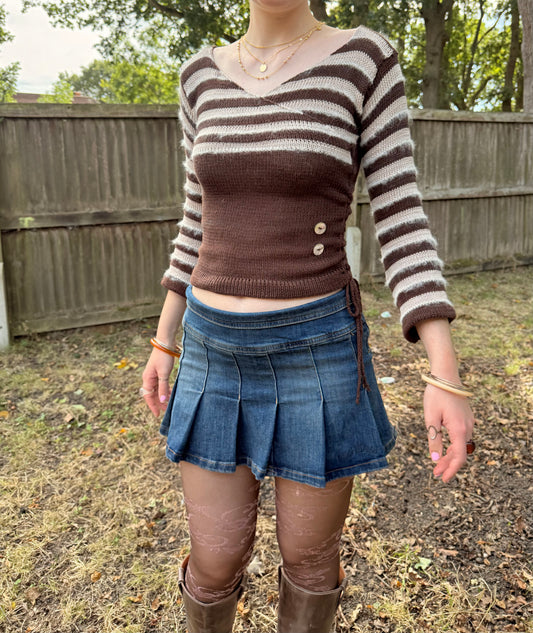 The Hazelnut V-neck Wrap Top - with 3/4 Sleeves (pre made in S)