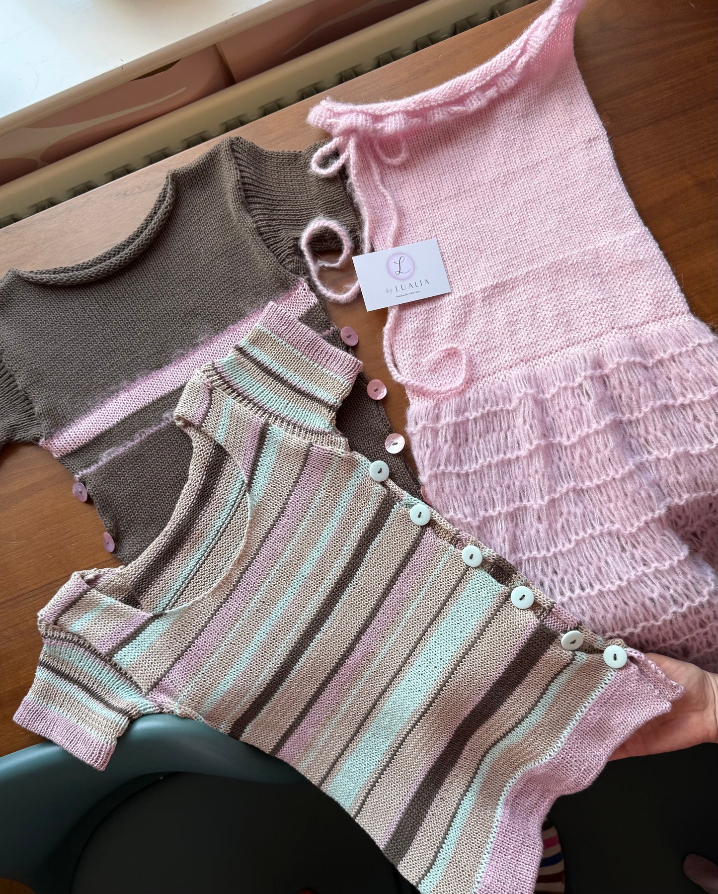 Mint Latte Scoop Neck Pearl Tee (pre made in XS)