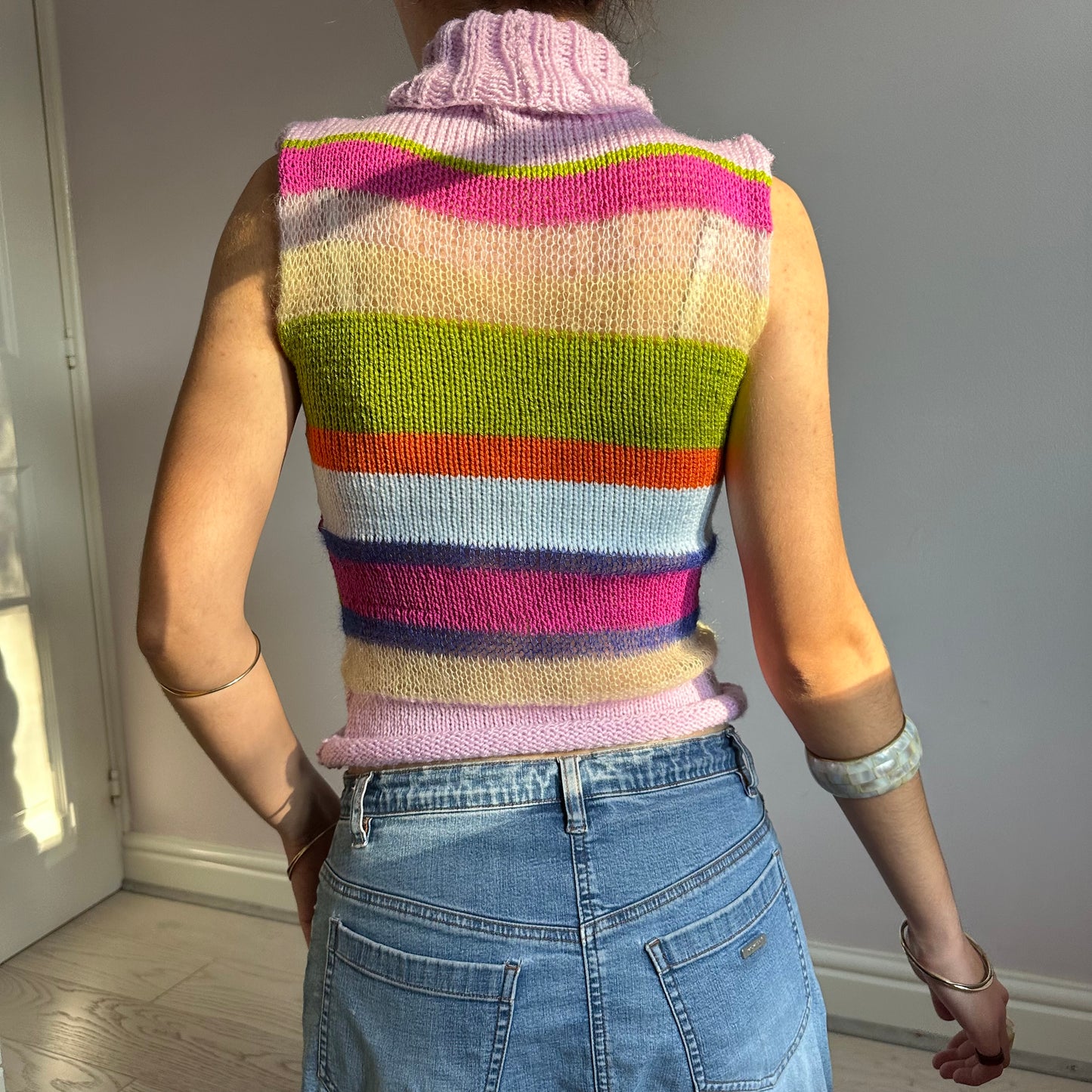 The Mariposa Vest - striped turtleneck knit vest