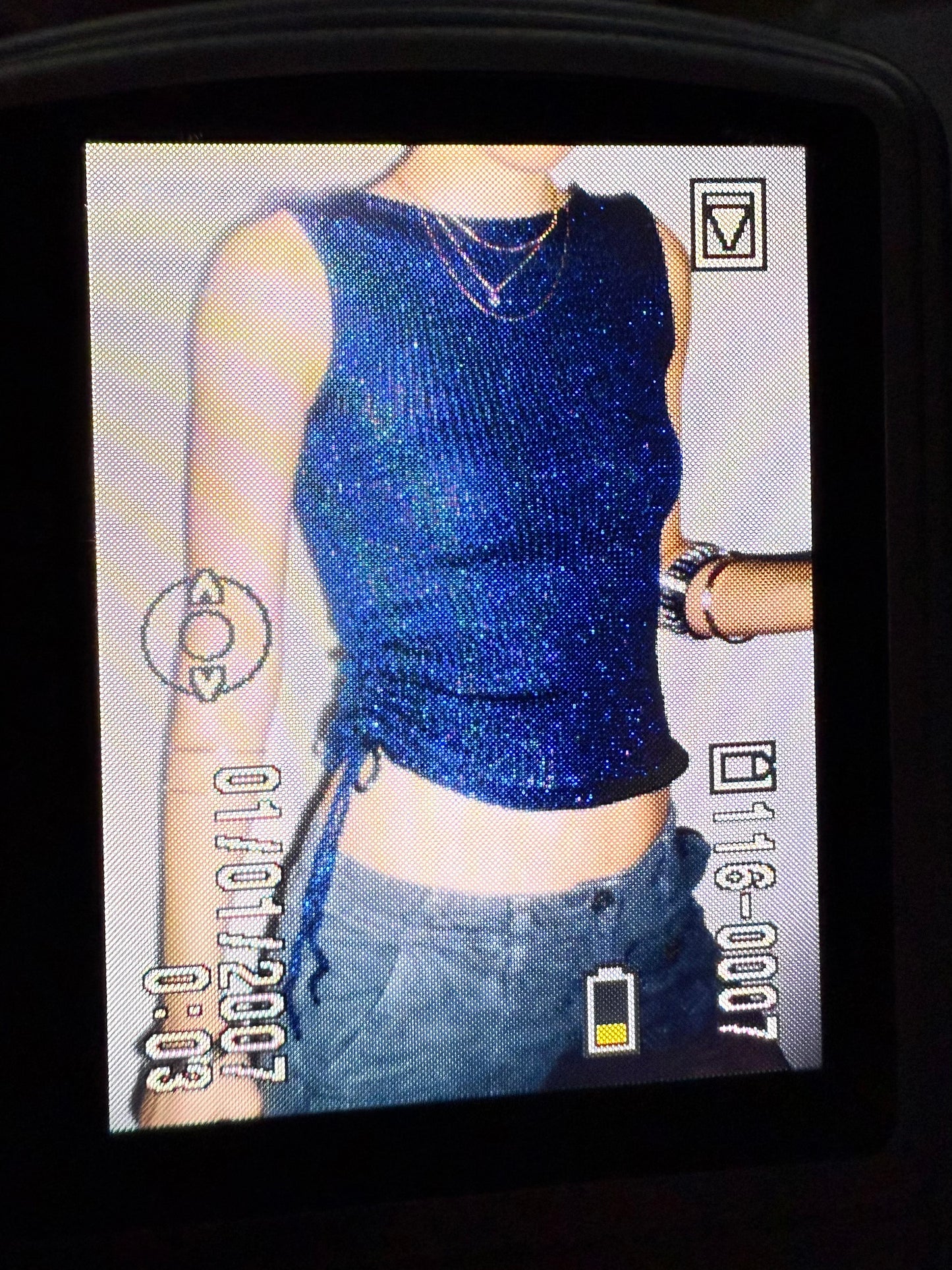 Handmade dark blue metallic ruched knitted vest