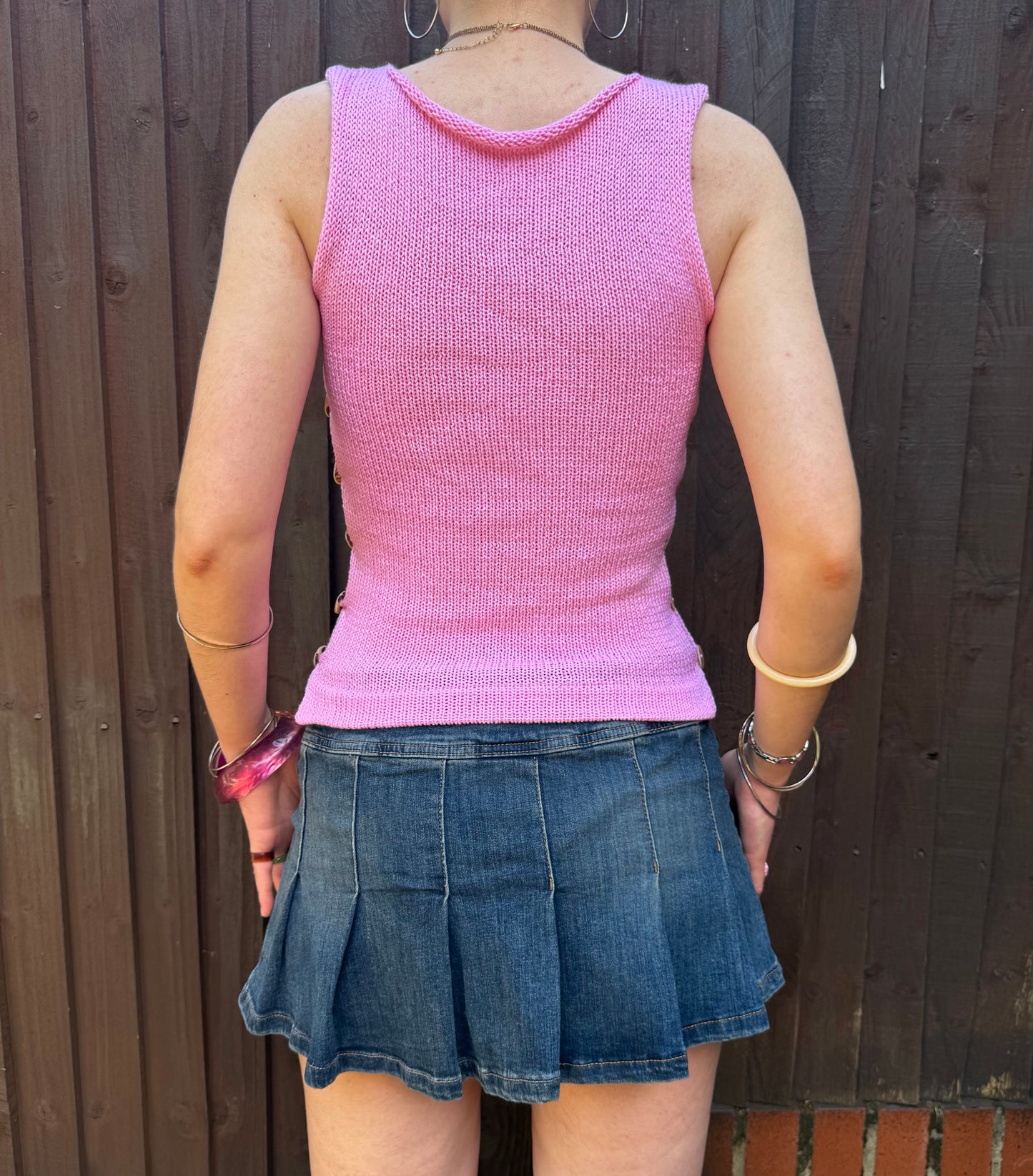 The Pearl Vest in candy pink - with mother of pearl buttons (pre made in size XS & S)