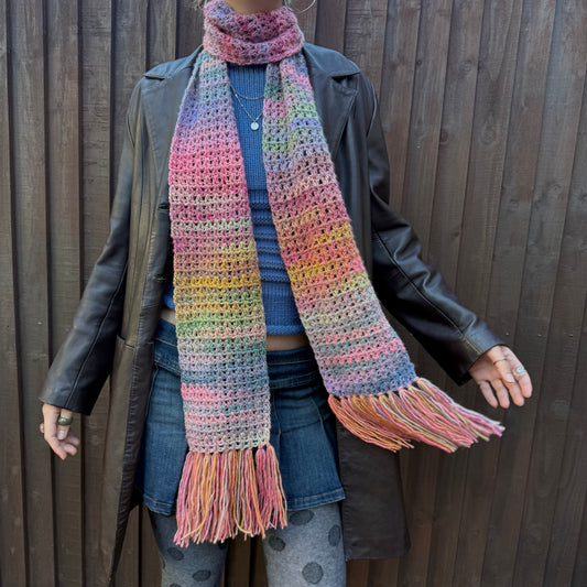 Handmade ombré rainbow crochet tassel scarf - 1 of 1 limited edition