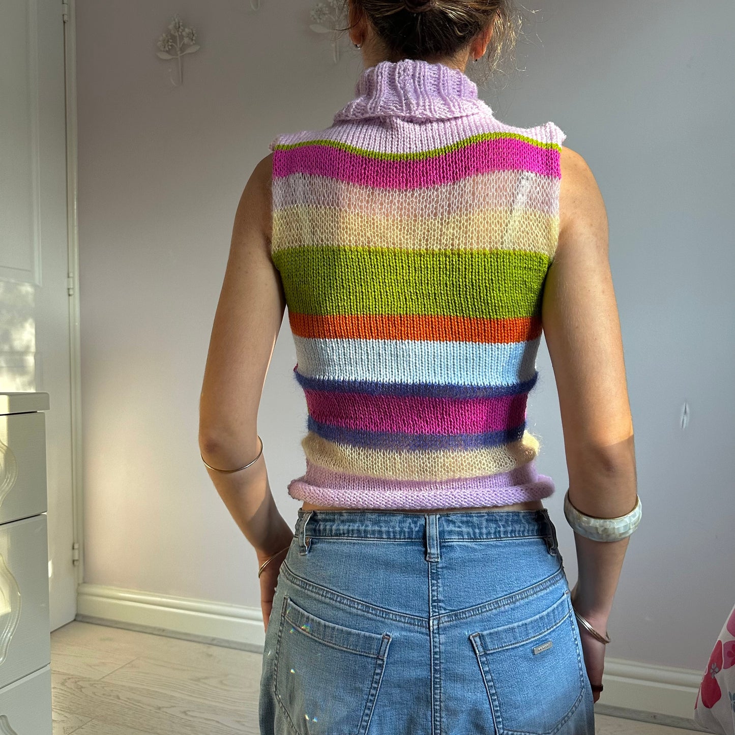 The Mariposa Vest - striped turtleneck knit vest