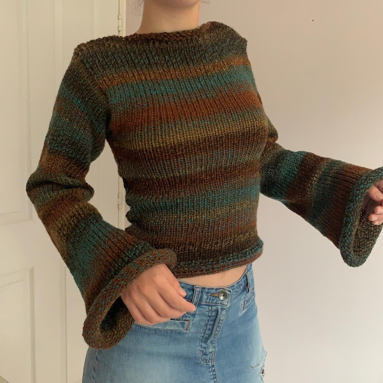 READY BEFORE CHRISTMAS (INTERNATIONAL) - brown and blue ombré knitted jumper