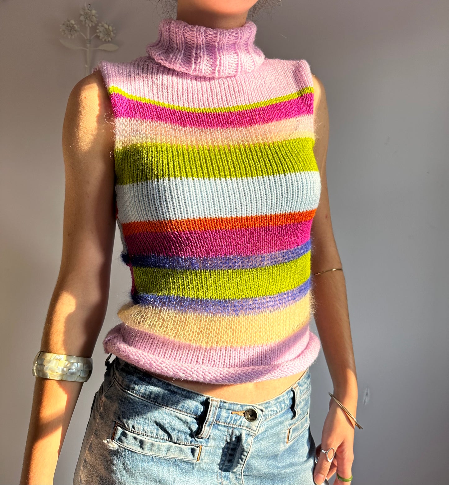 The Mariposa Vest - striped turtleneck knit vest