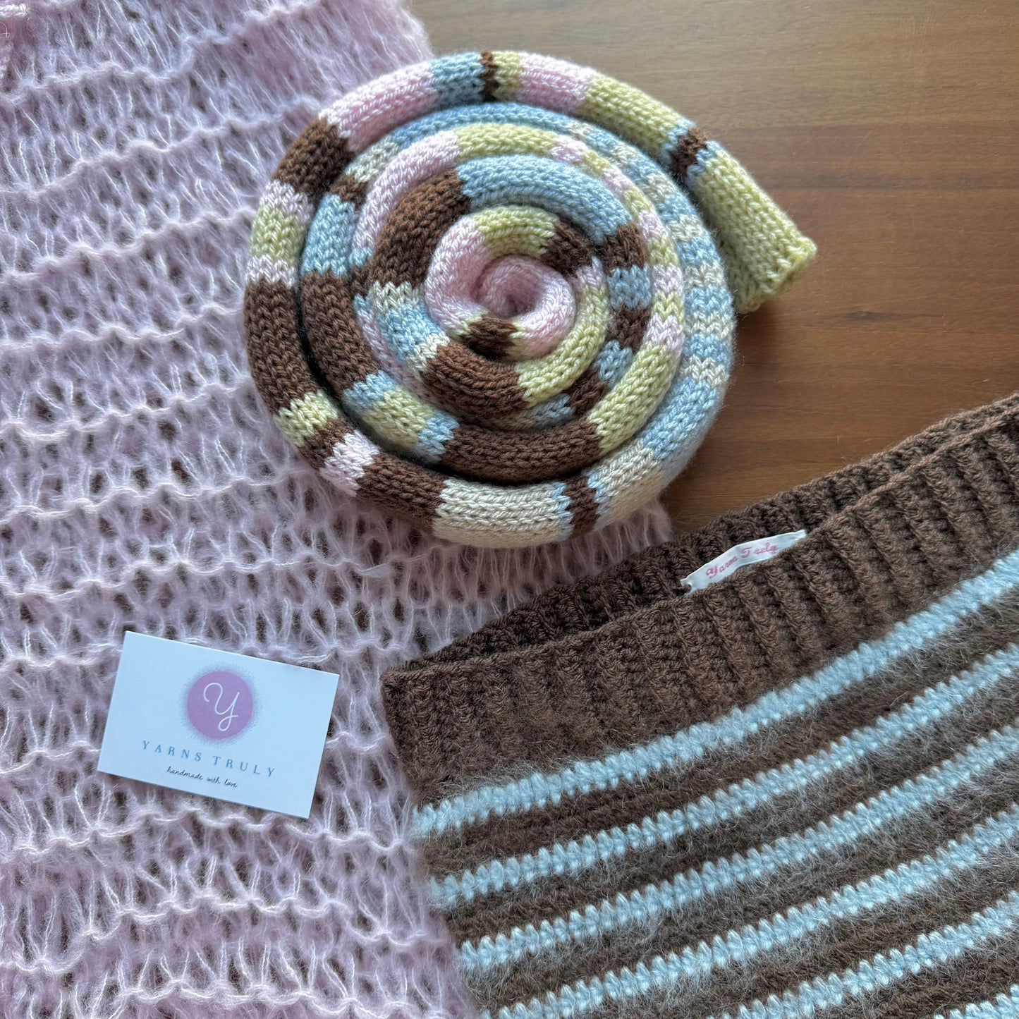 The Springtime Scarf - handmade knitted multicoloured striped skinny scarf