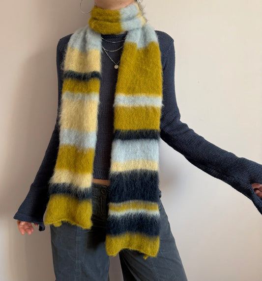 Handmade fluffy extra wide striped scarf - 1 of 1 & pre made