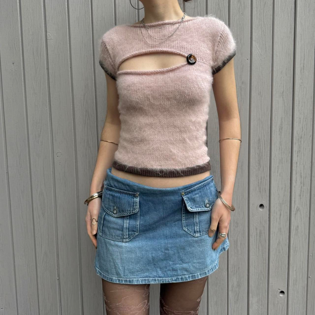The “cute as a button” knitted tee - dusky pink