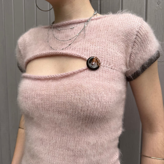The “cute as a button” knitted tee - dusky pink
