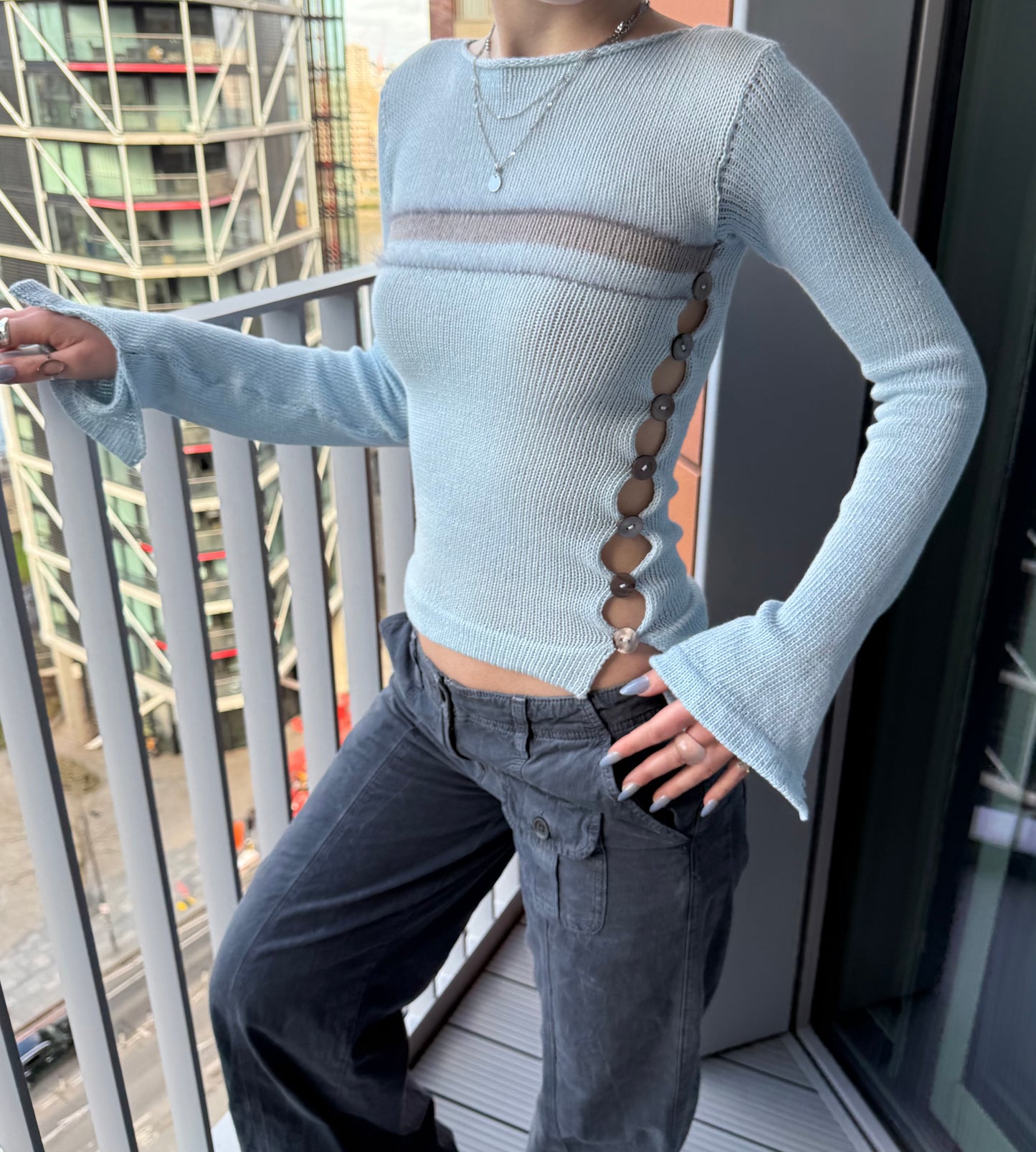 Pearl Long Sleeve in baby blue (pre made in XS-S)