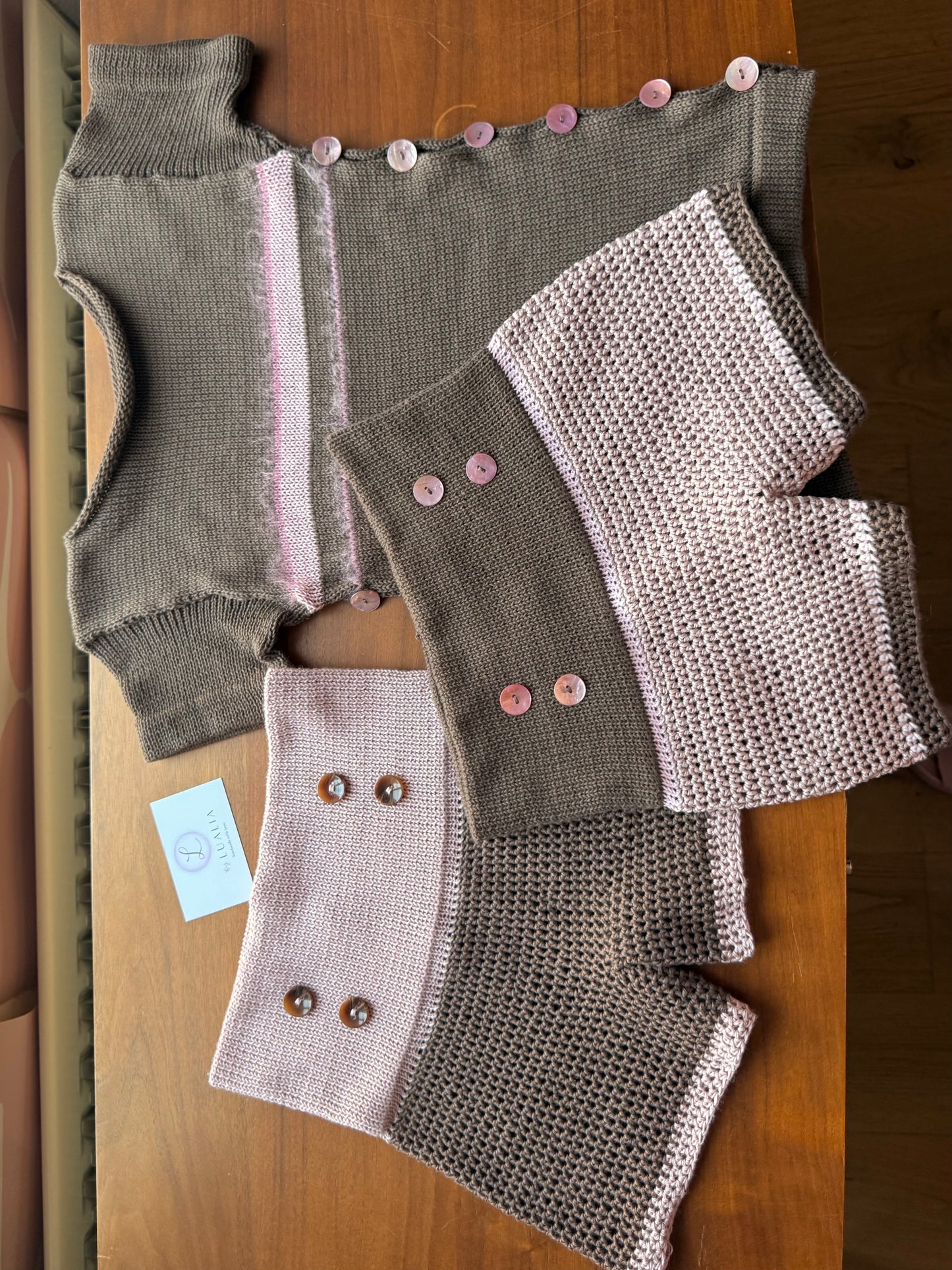 The Pearl Button Shorts in mocha & dusky pink (pre made in S)
