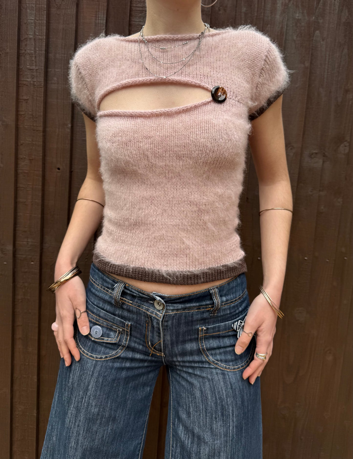 The “cute as a button” knitted tee - dusky pink