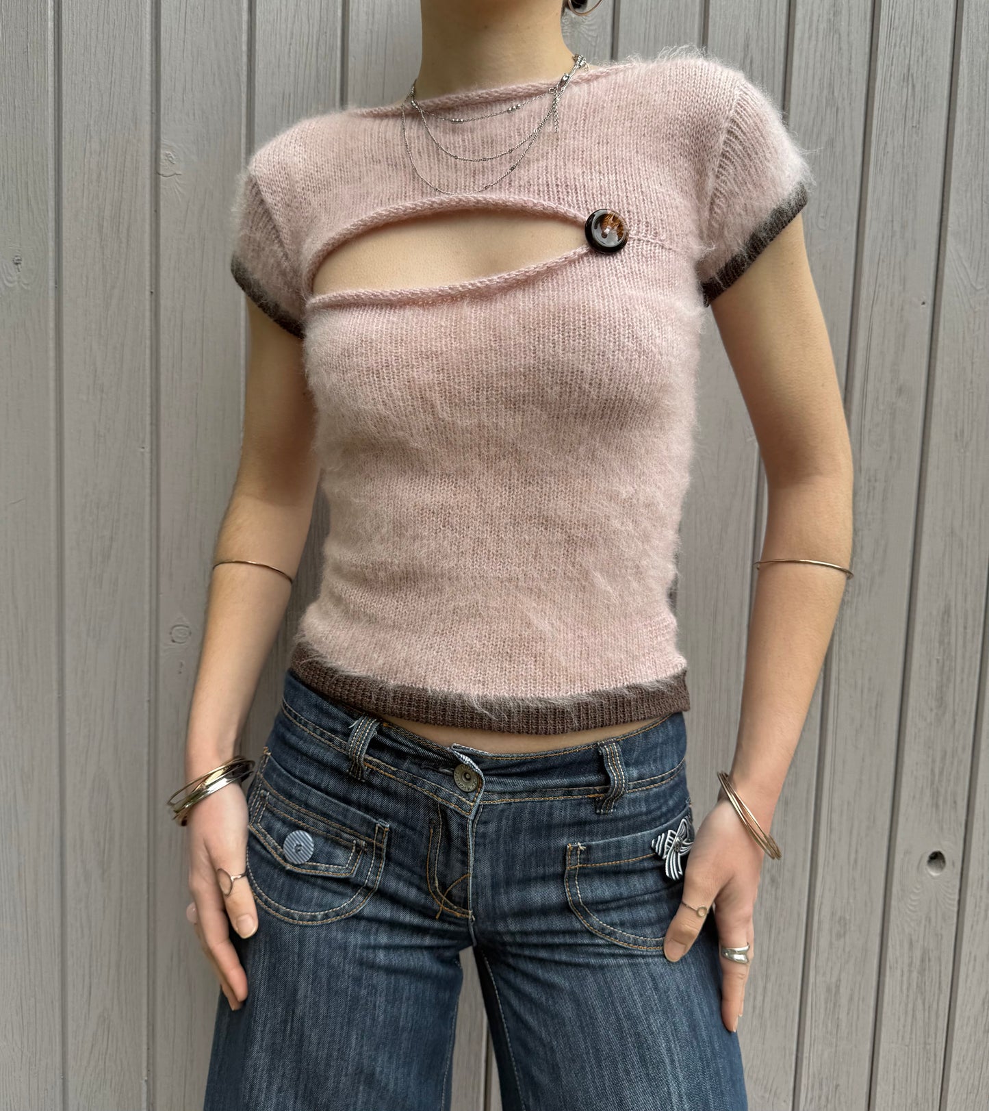 The “cute as a button” knitted tee - dusky pink