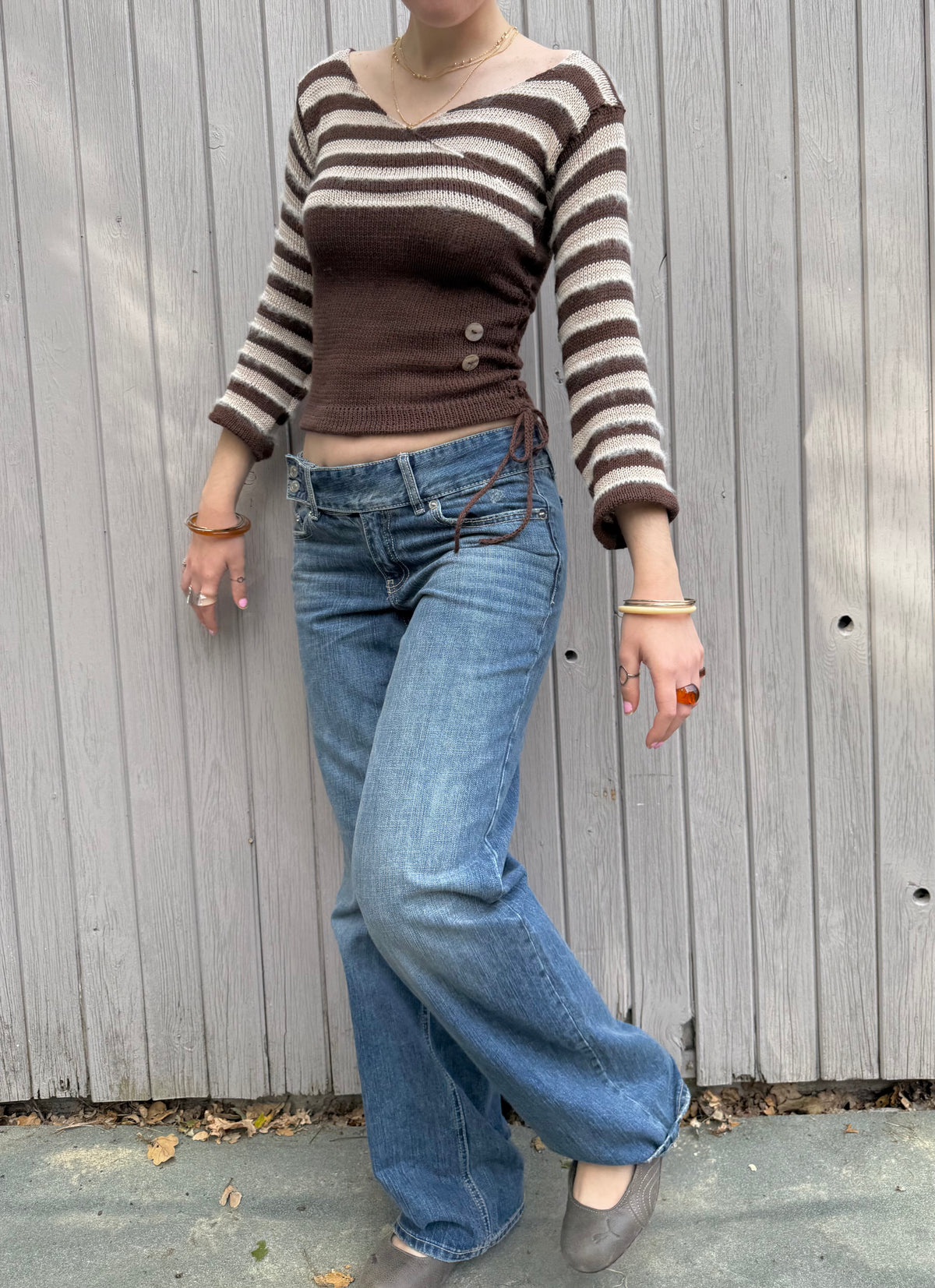The Hazelnut V-neck Wrap Top - with 3/4 Sleeves (pre made in S)