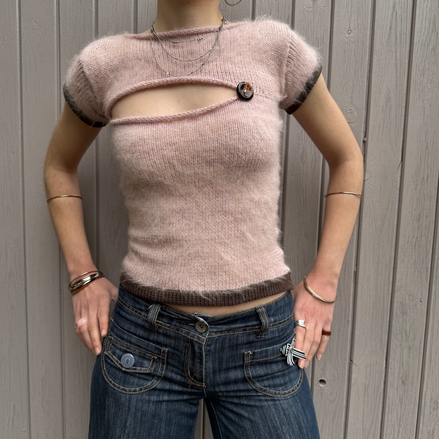 The “cute as a button” knitted tee - dusky pink