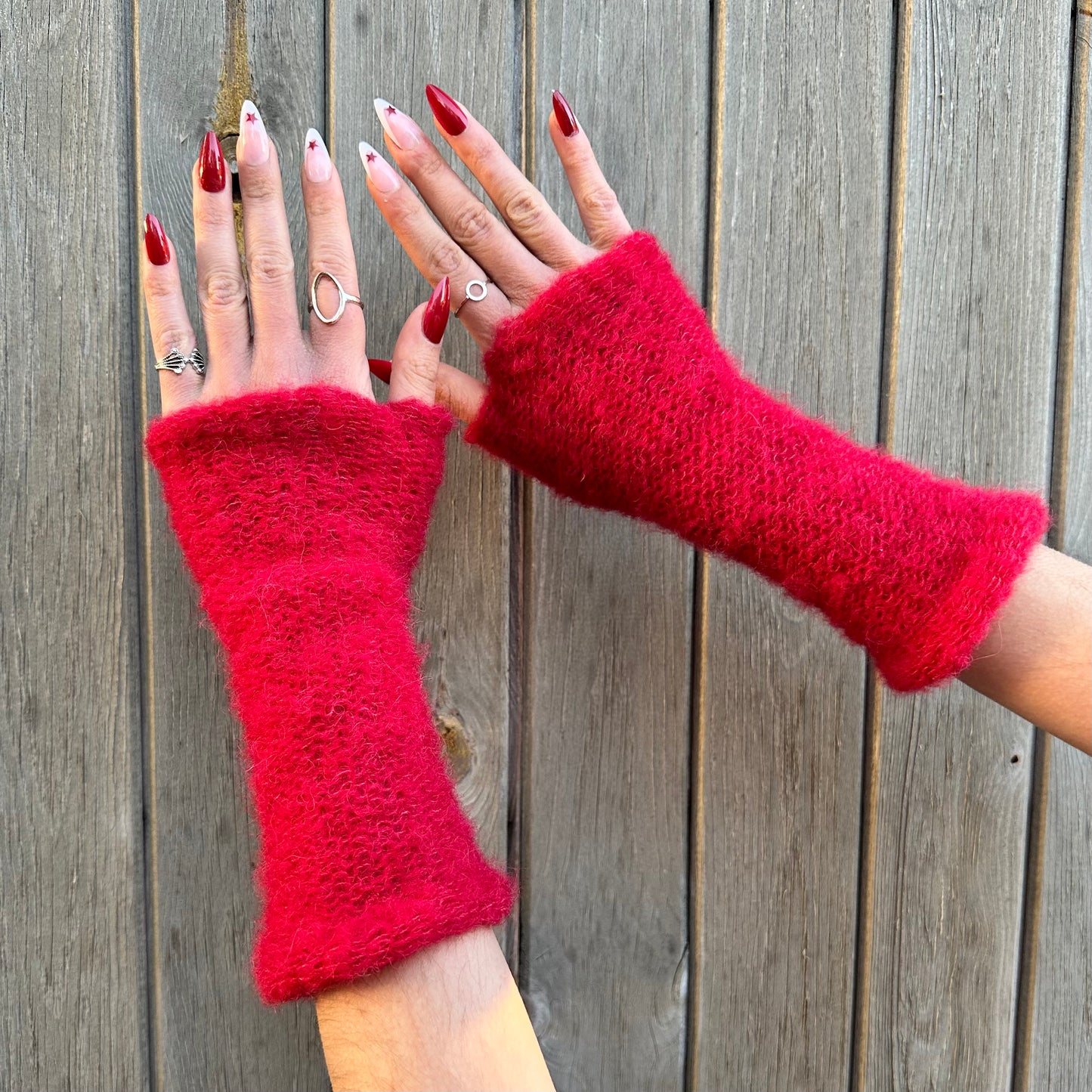Handmade reversible knitted mohair hand warmers - 7 COLOUR OPTIONS