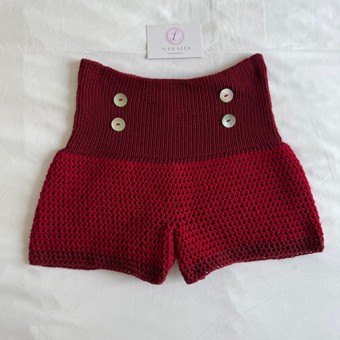 The Pearl Button Shorts in cherry red (pre made in S)