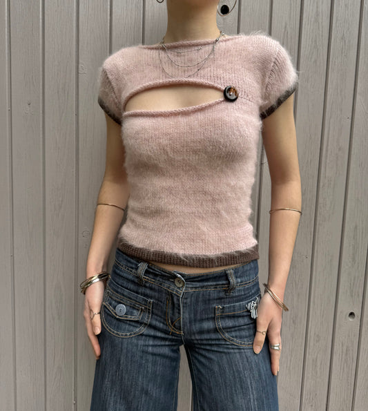 The “cute as a button” knitted tee - dusky pink