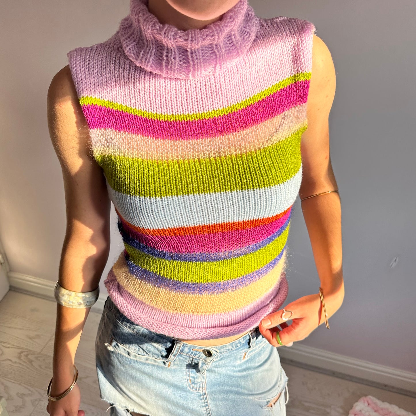 The Mariposa Vest - striped turtleneck knit vest