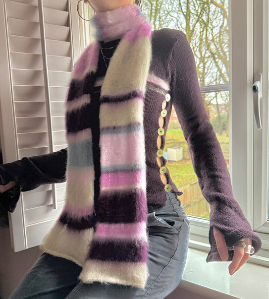 1 of 1 fluffy striped scarf - galaxy dream 💜🌌 made to order