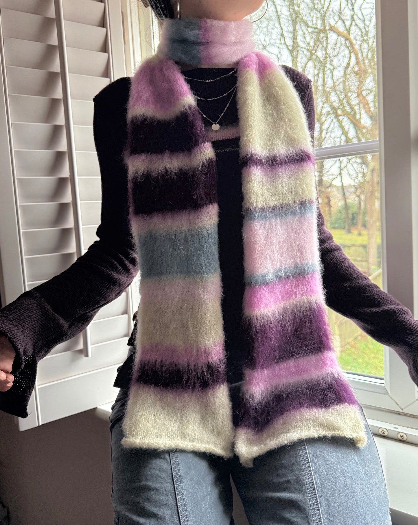 1 of 1 fluffy striped scarf - galaxy dream 💜🌌 made to order