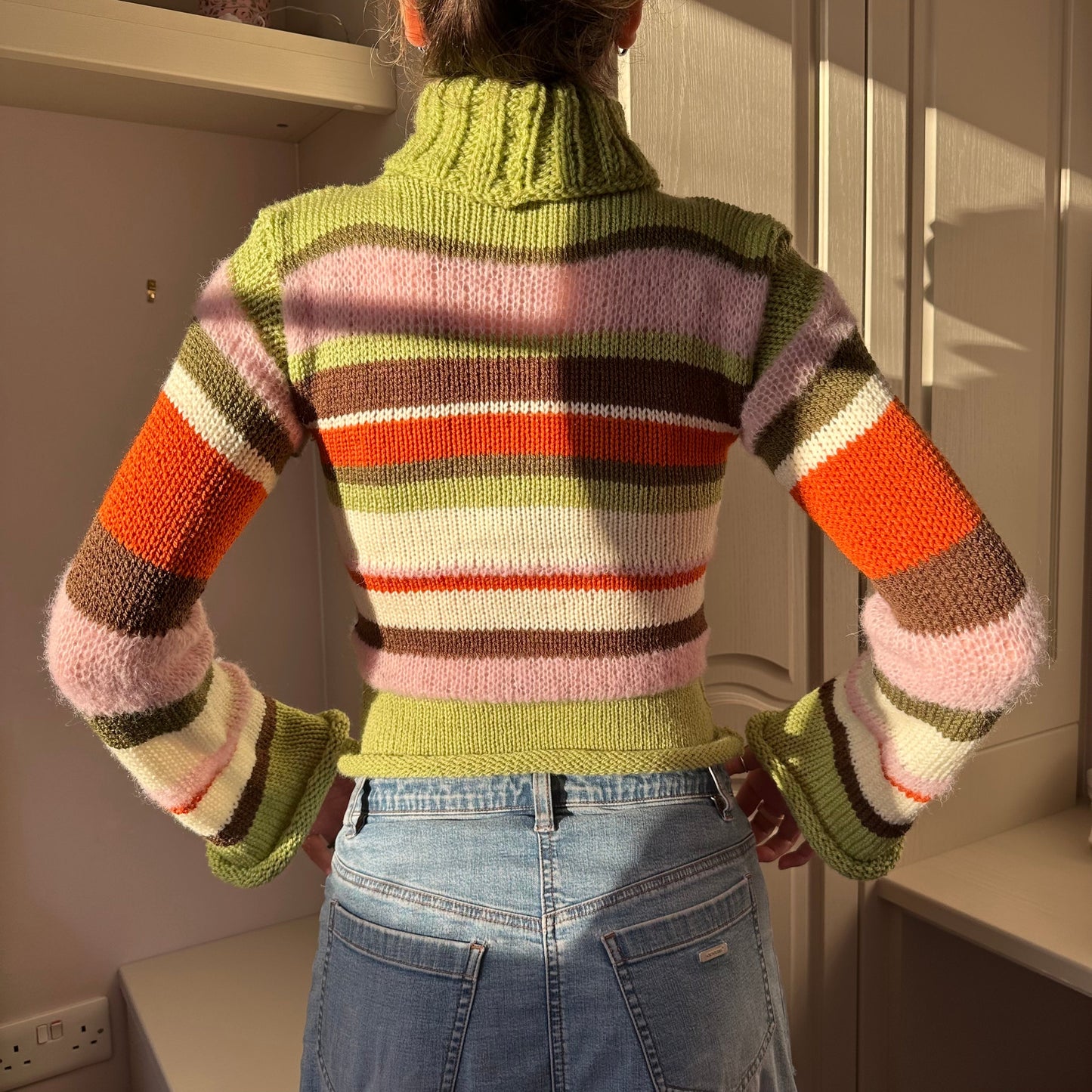 The Lola Jumper - handmade knitted striped roll neck sweater