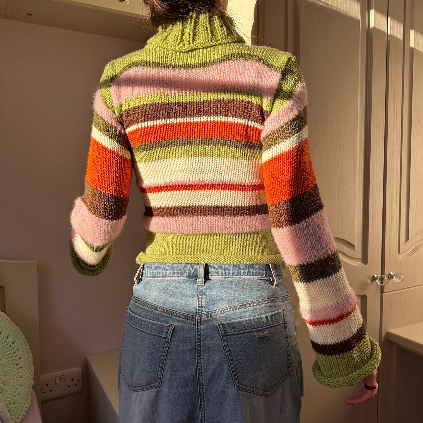 The Lola Jumper - handmade knitted striped roll neck sweater