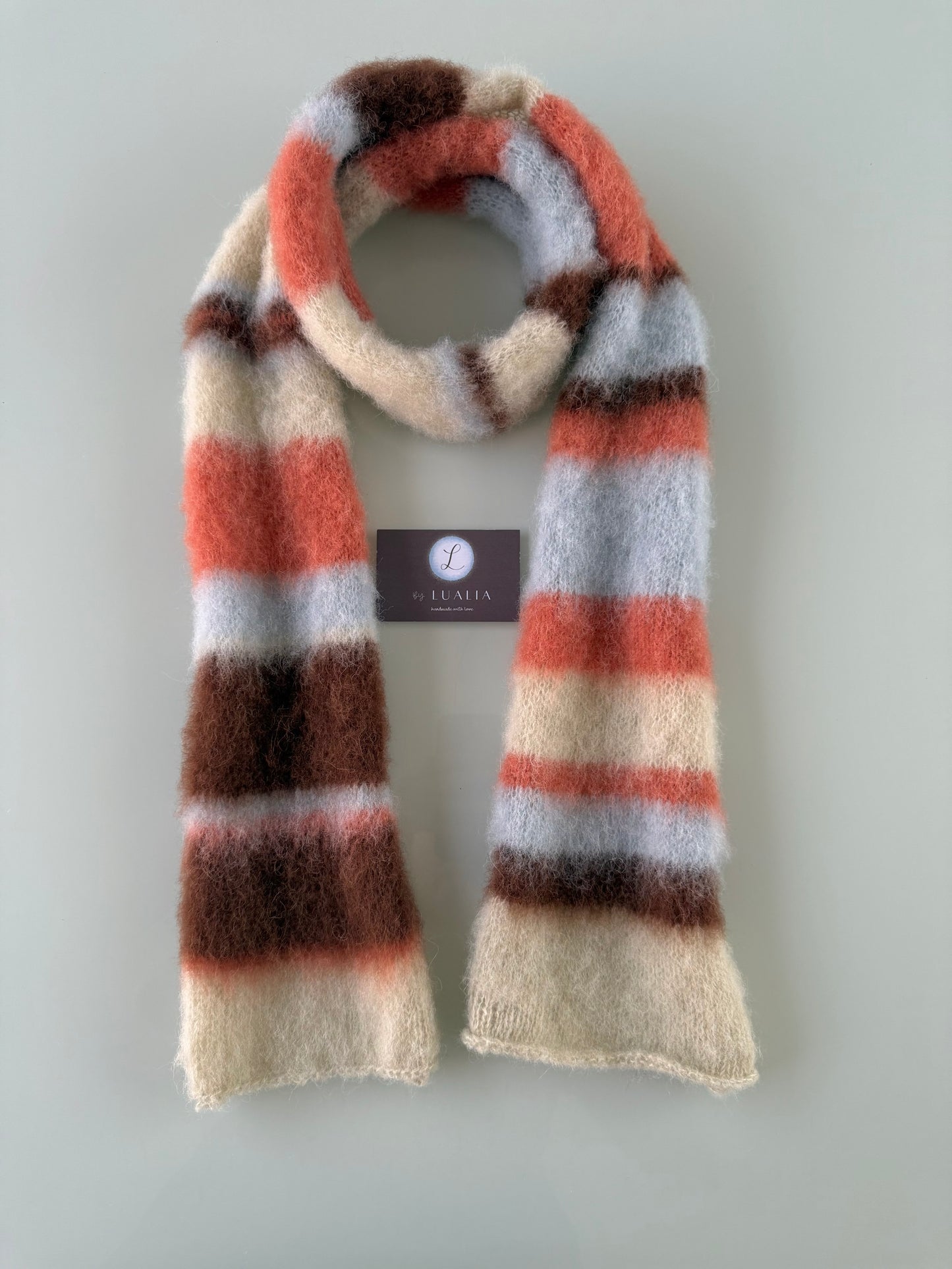 Handmade retro fluffy striped scarf - pre made