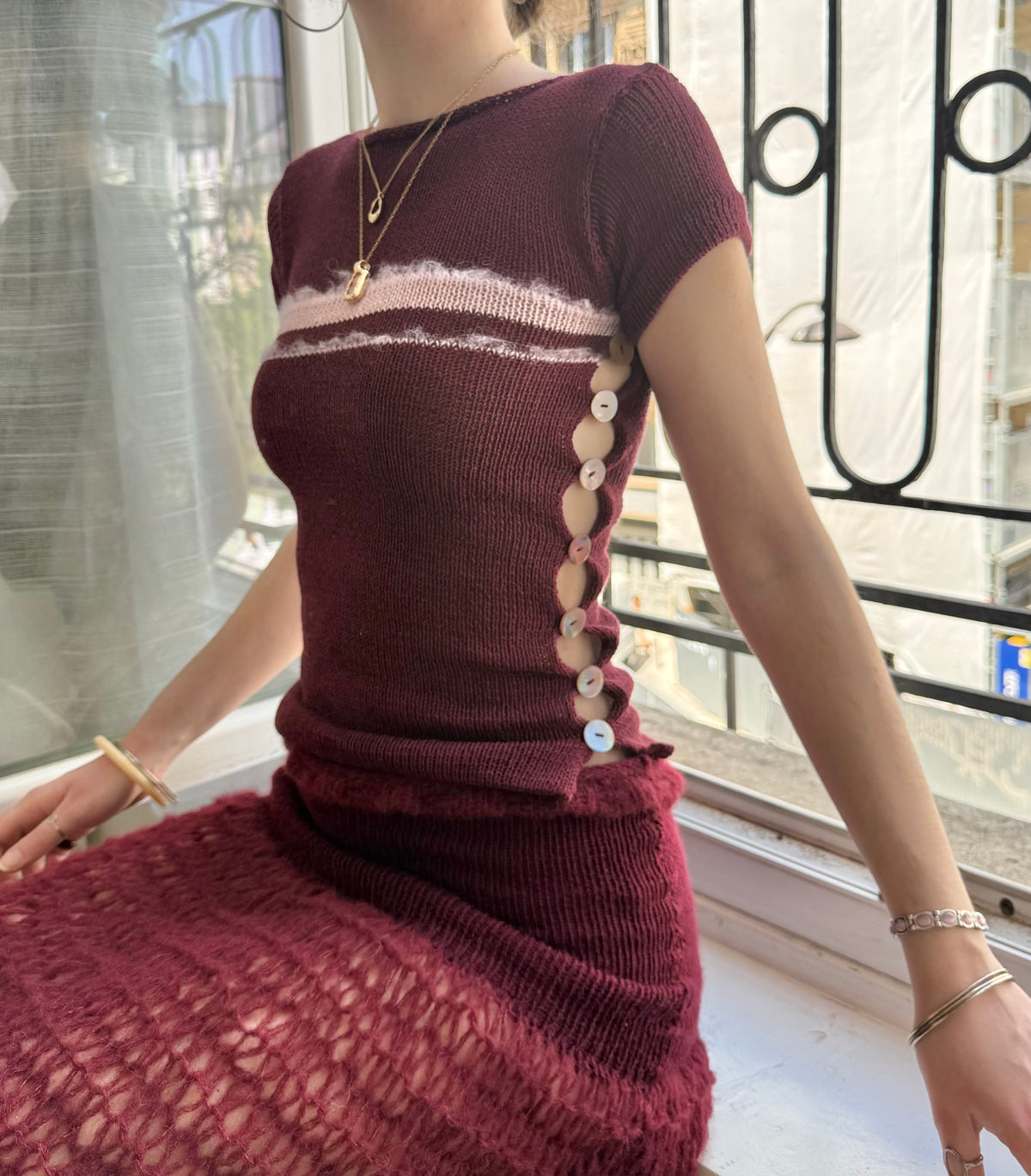 Bordeaux Pearl Tee - limited edition (pre made in XS)