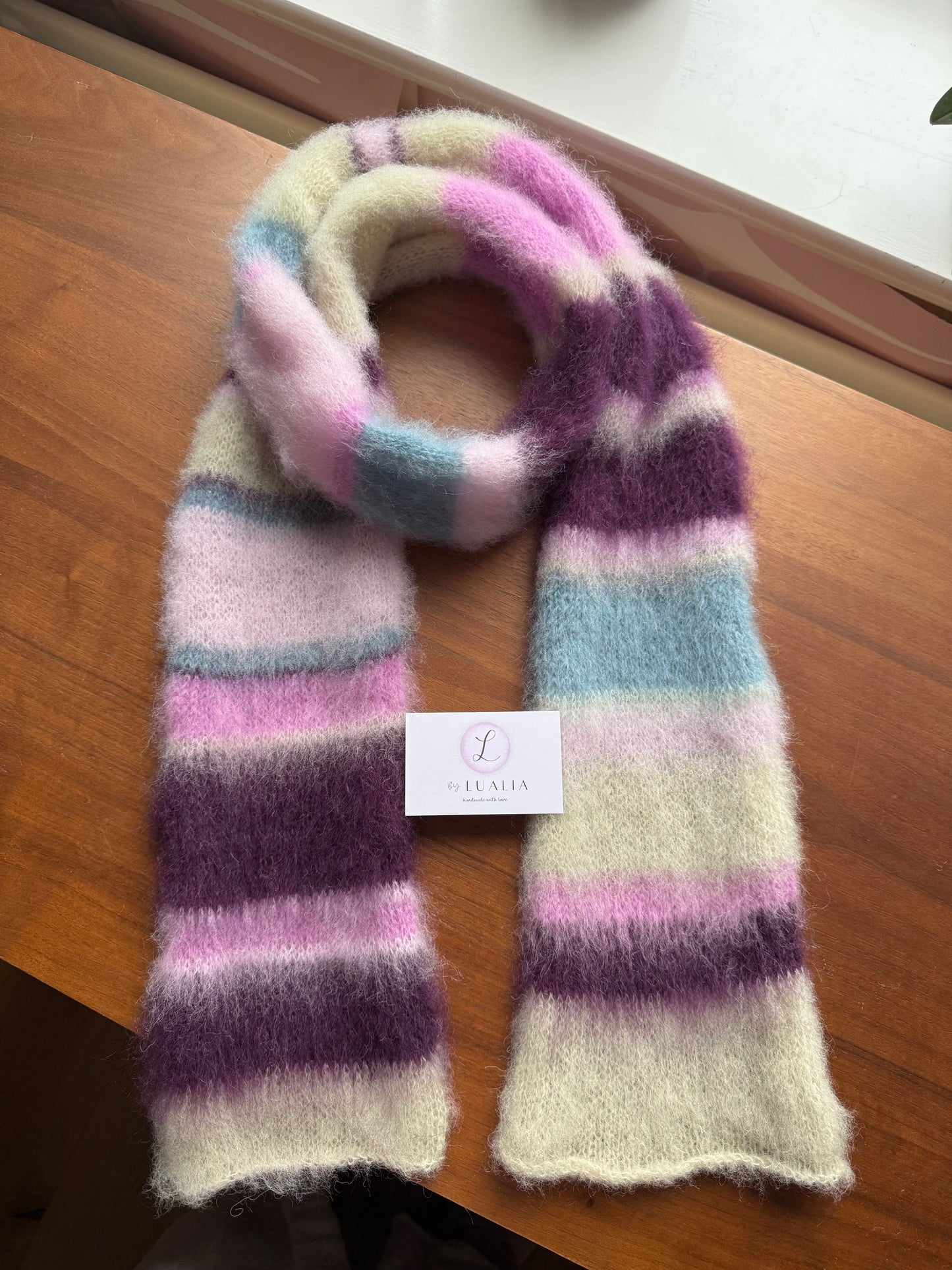 1 of 1 fluffy striped scarf - galaxy dream 💜🌌 made to order