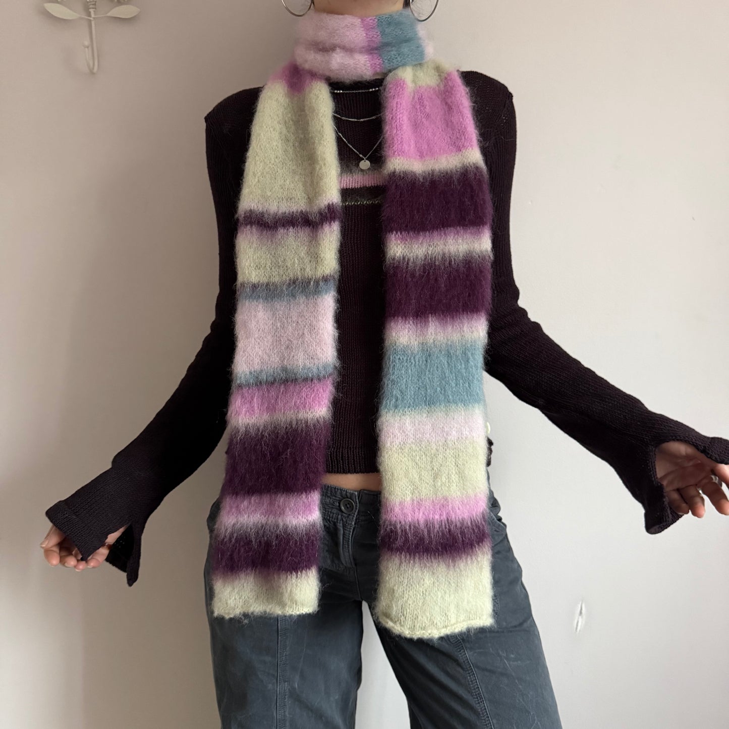 1 of 1 fluffy striped scarf - galaxy dream 💜🌌 made to order