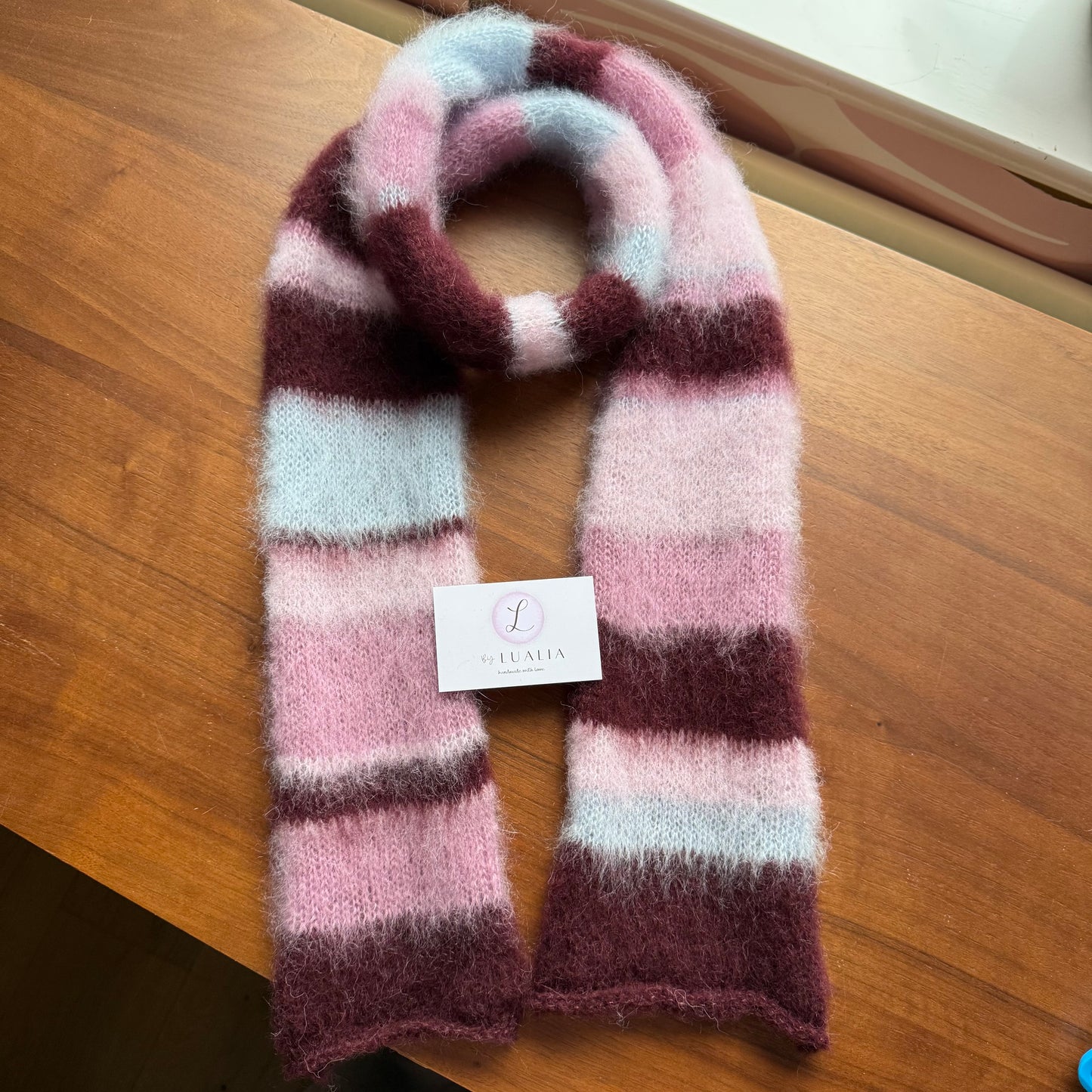1 of 1 fluffy striped scarf - frosted cherry 🍒❄️ made to order