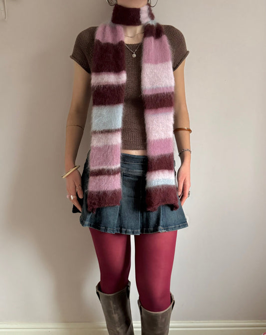 1 of 1 fluffy striped scarf - frosted cherry 🍒❄️ made to order