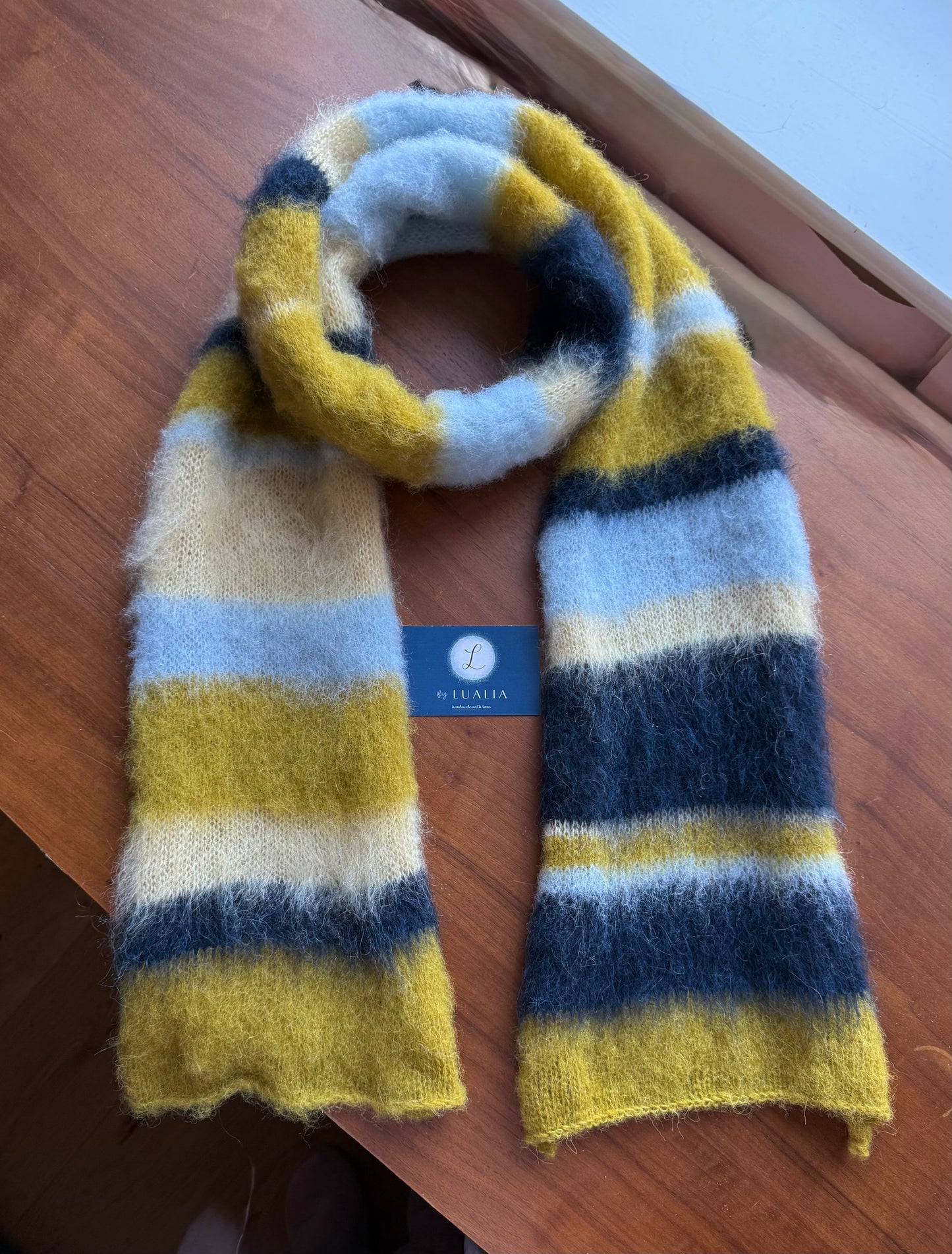 Handmade fluffy extra wide striped scarf - 1 of 1 & pre made