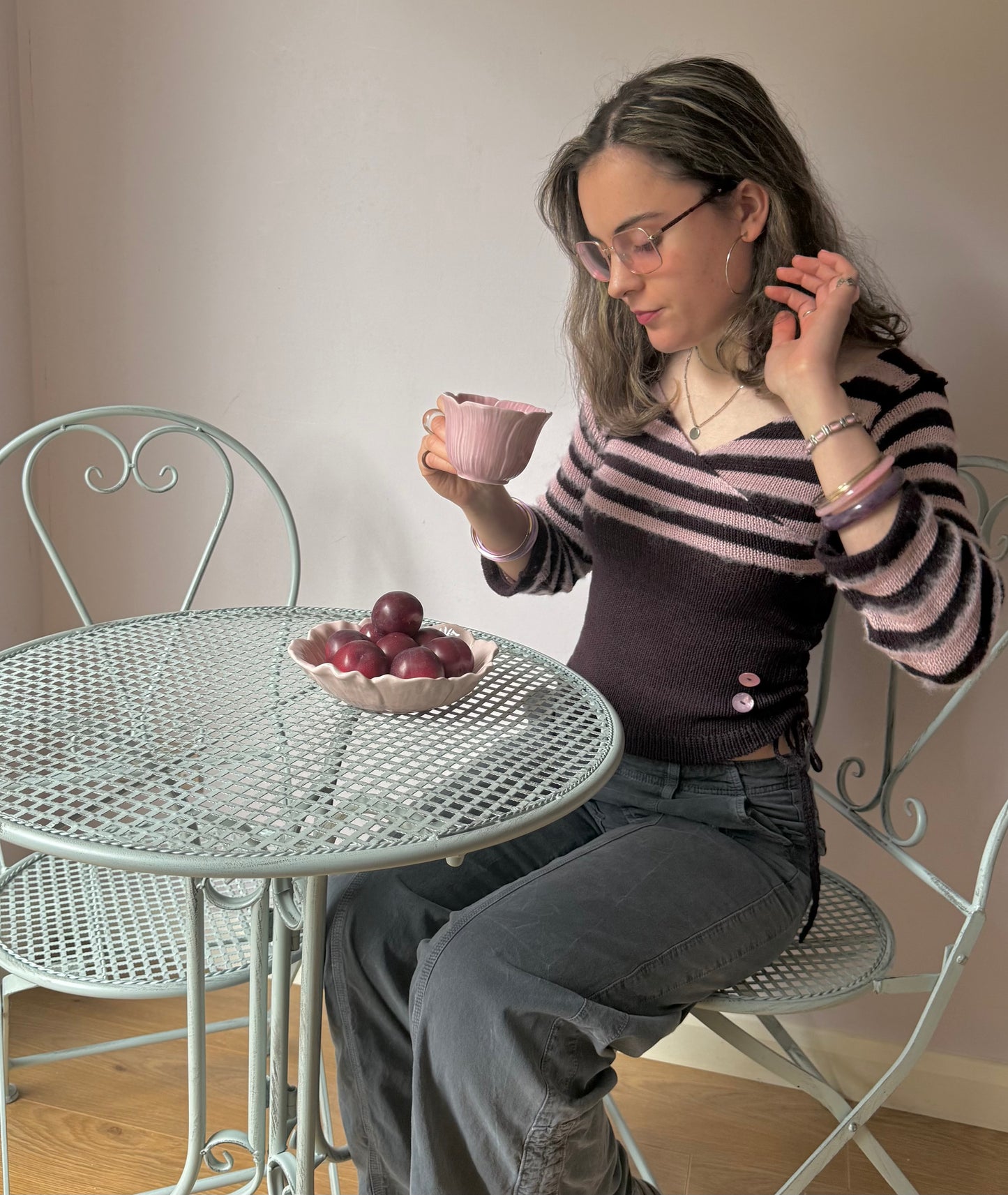 The Sugar Plum V-neck Wrap Top with 3/4 Sleeves (pre made in S)