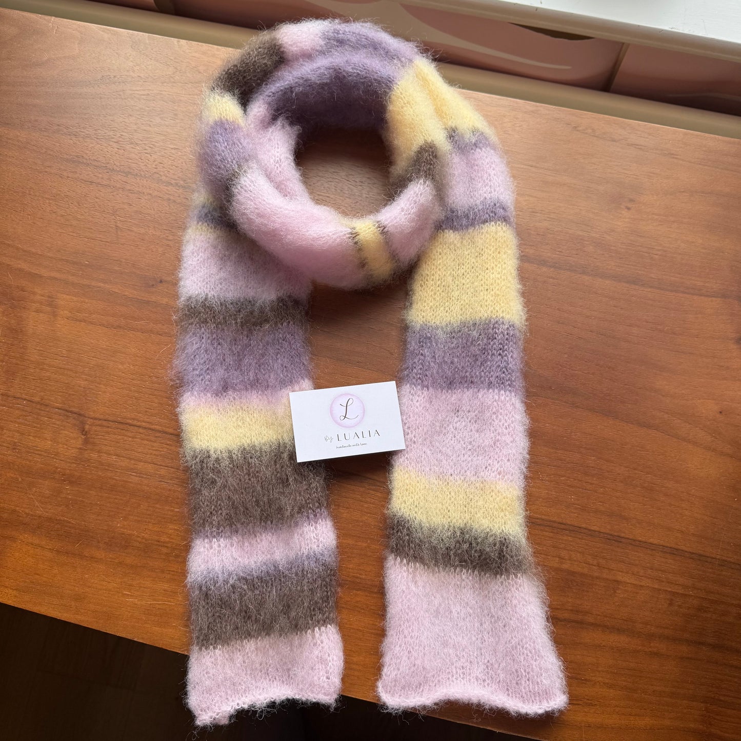 1 of 1 fluffy striped scarf - lotus flower 🪷 made to order