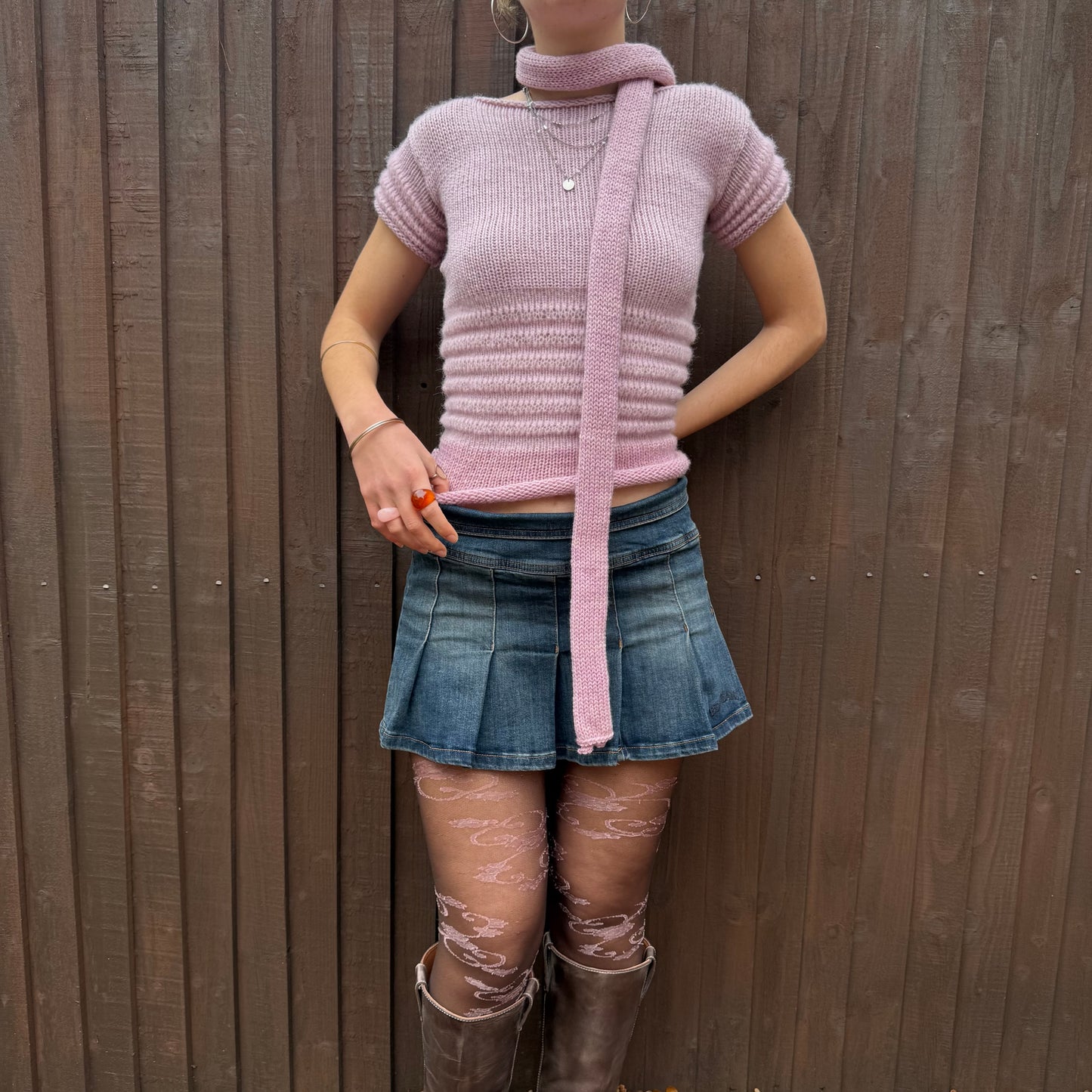 The Ripple Tee in dusky pink - handmade shirred top with puff sleeves (pre made in size S)