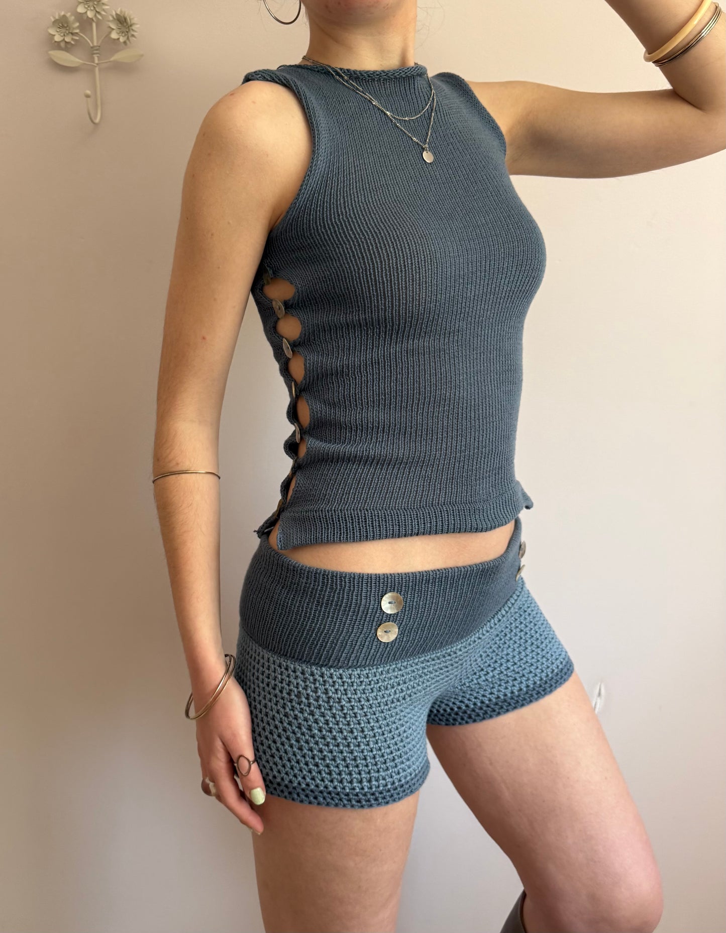 The Denim Blue Pearl Button Set
