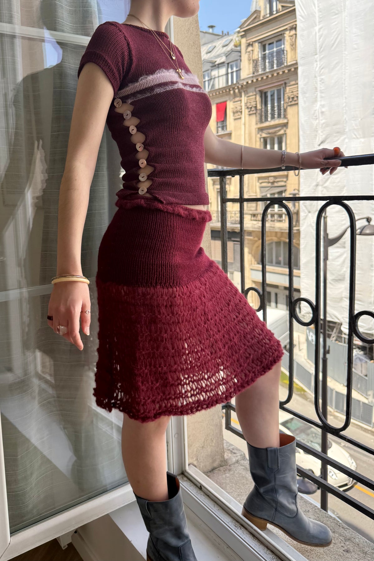 Bordeaux Midi Skirt (pre made in S)