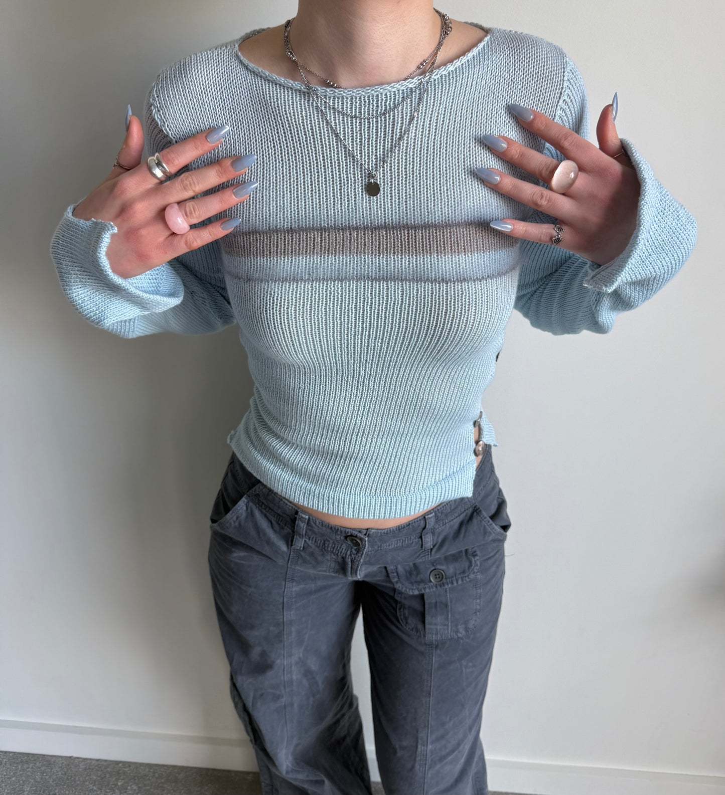 Pearl Long Sleeve in baby blue (pre made in XS-S)