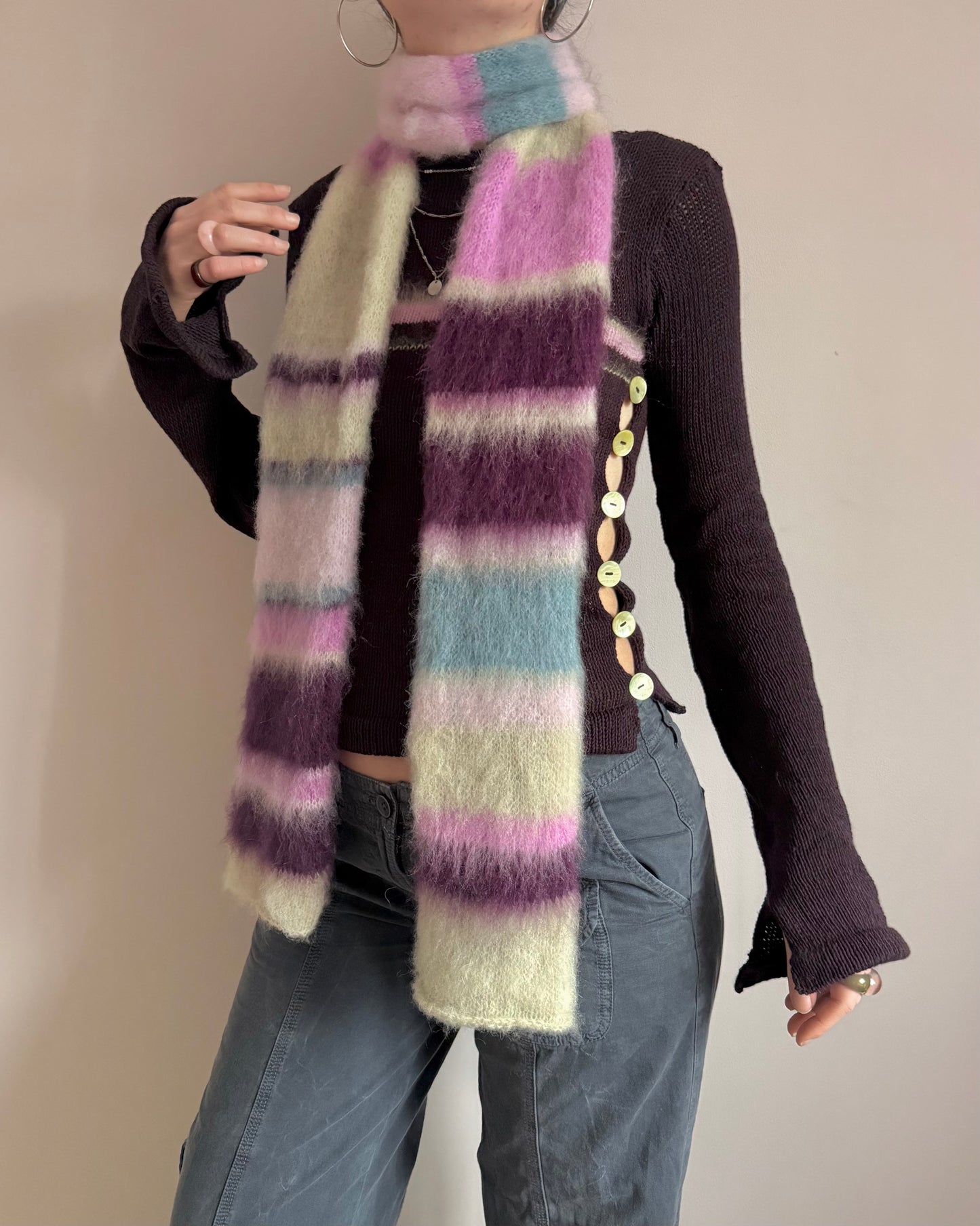 1 of 1 fluffy striped scarf - galaxy dream 💜🌌 made to order