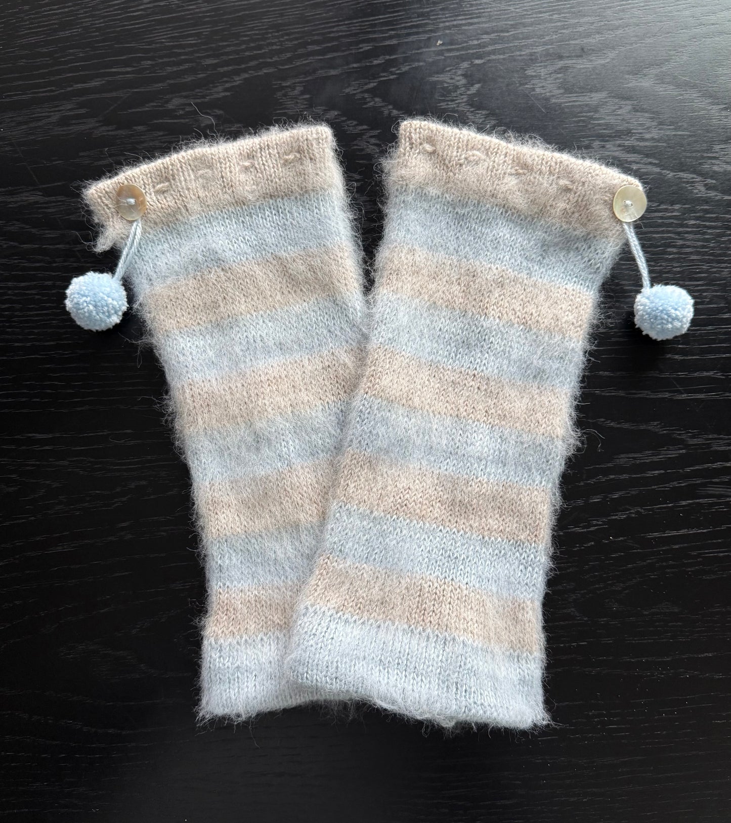 Snow Angel Striped Leg Warmers - pre made