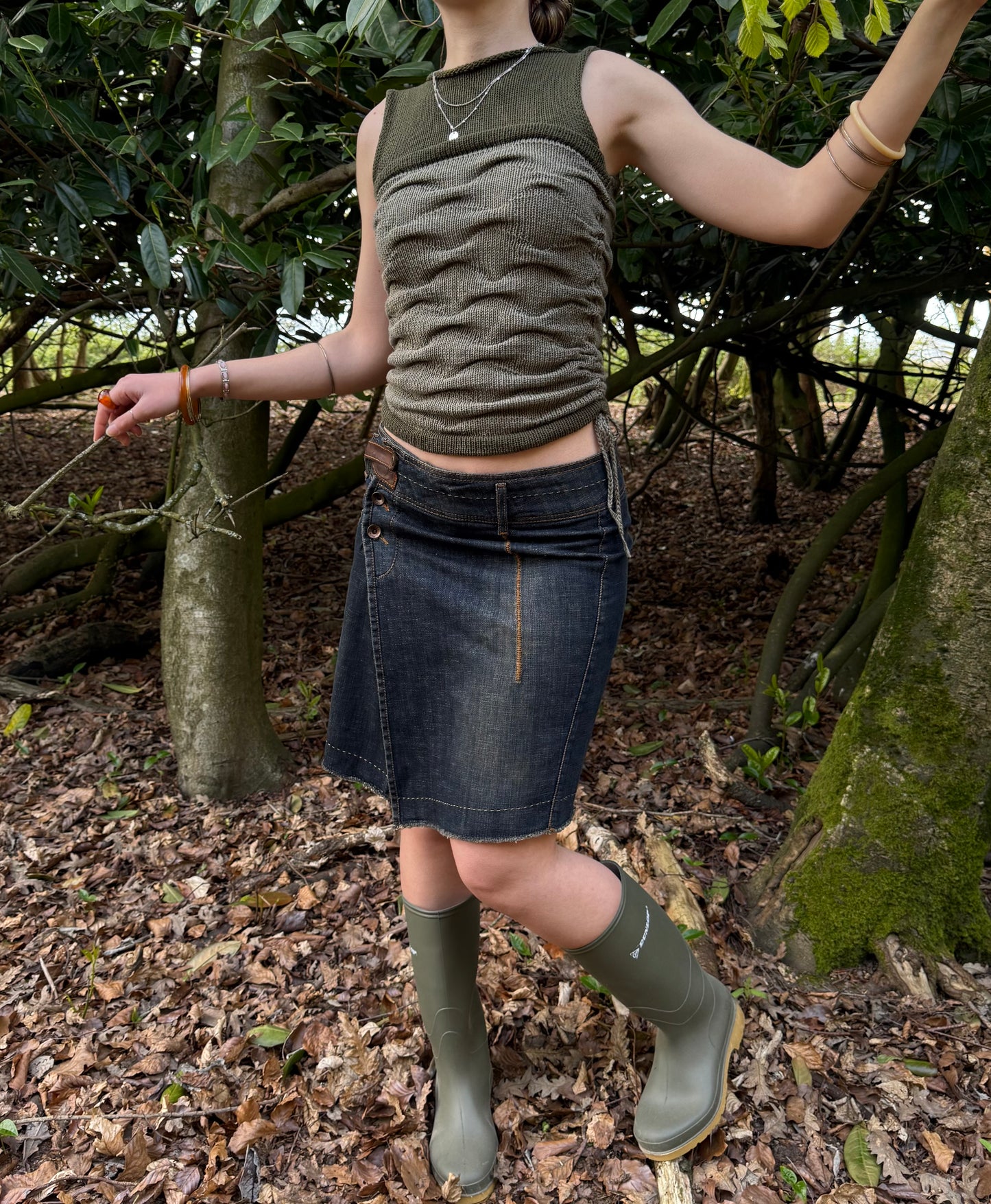 Moss Meadow textured knit vest  - pre made in size S