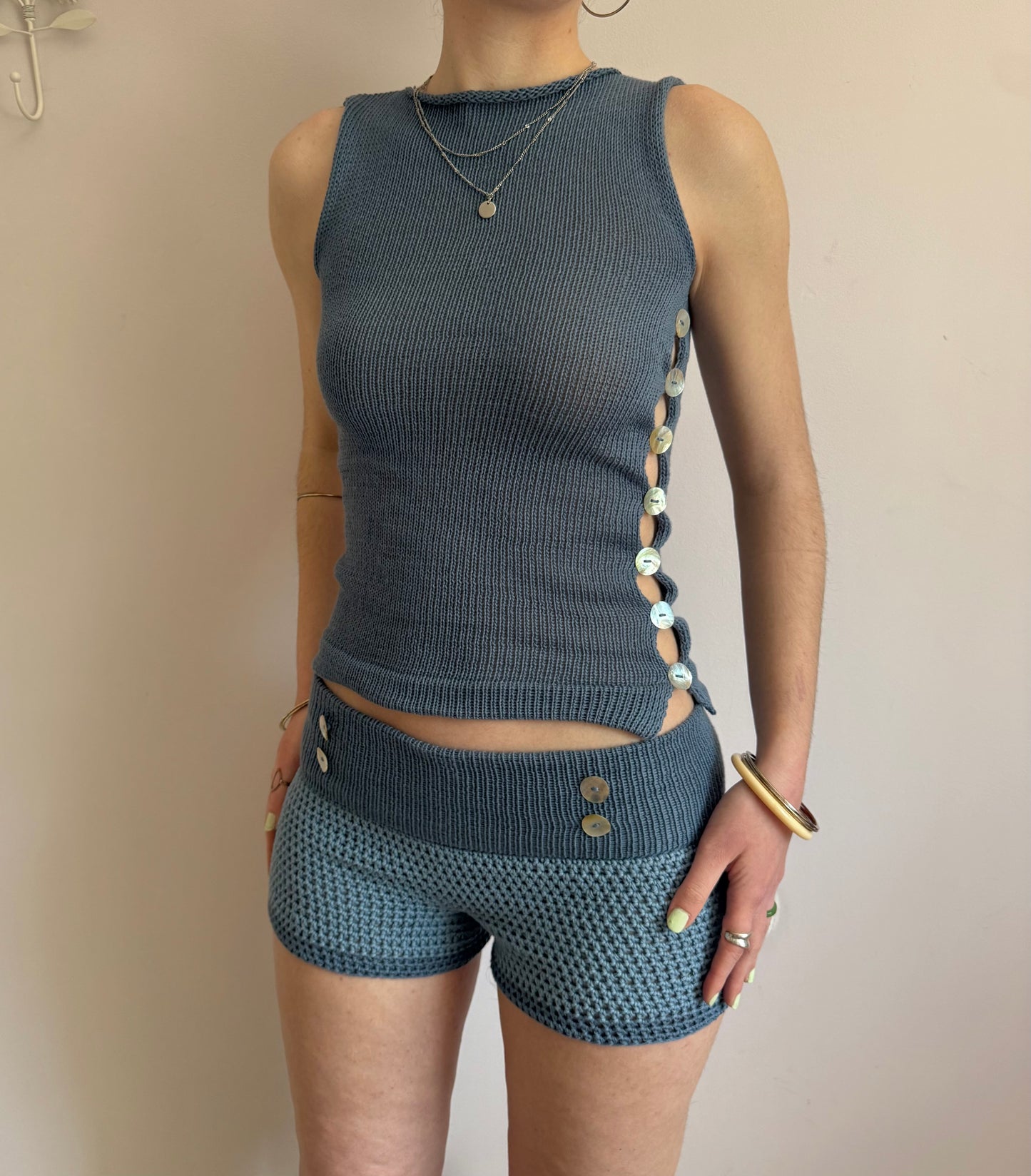 The Denim Blue Pearl Button Set