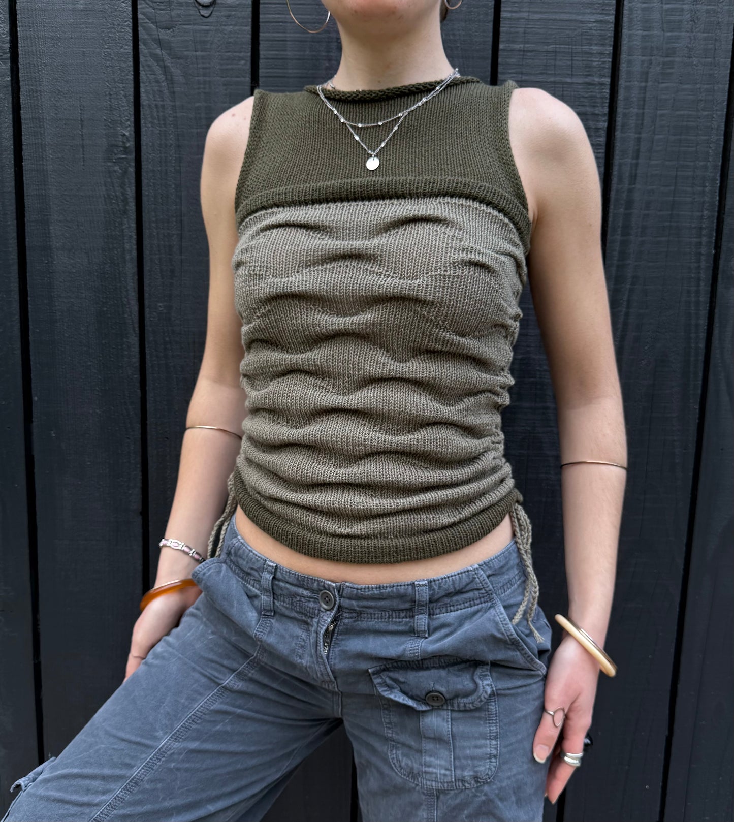 Moss Meadow textured knit vest  - pre made in size S