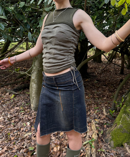 Moss Meadow textured knit vest  - pre made in size S