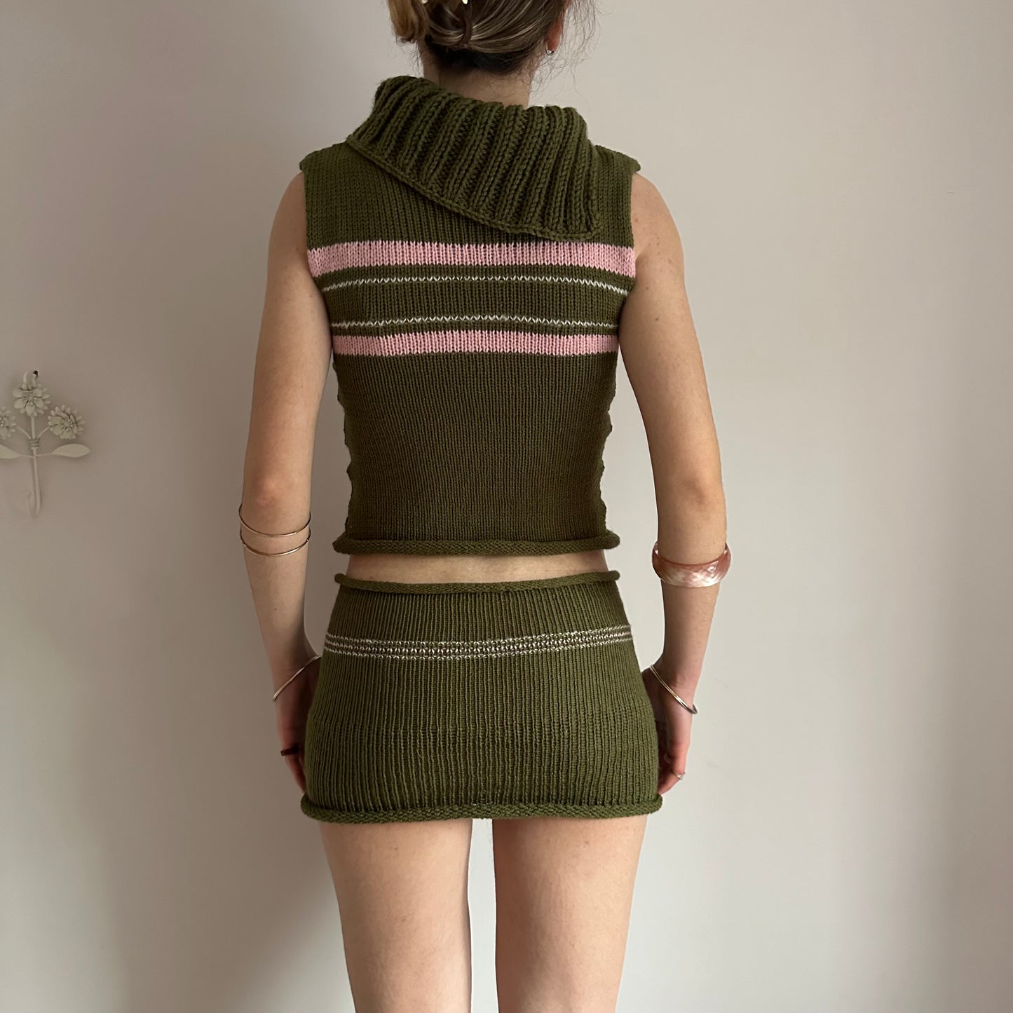 The Jade Set - matching turtleneck knit vest and mini skirt