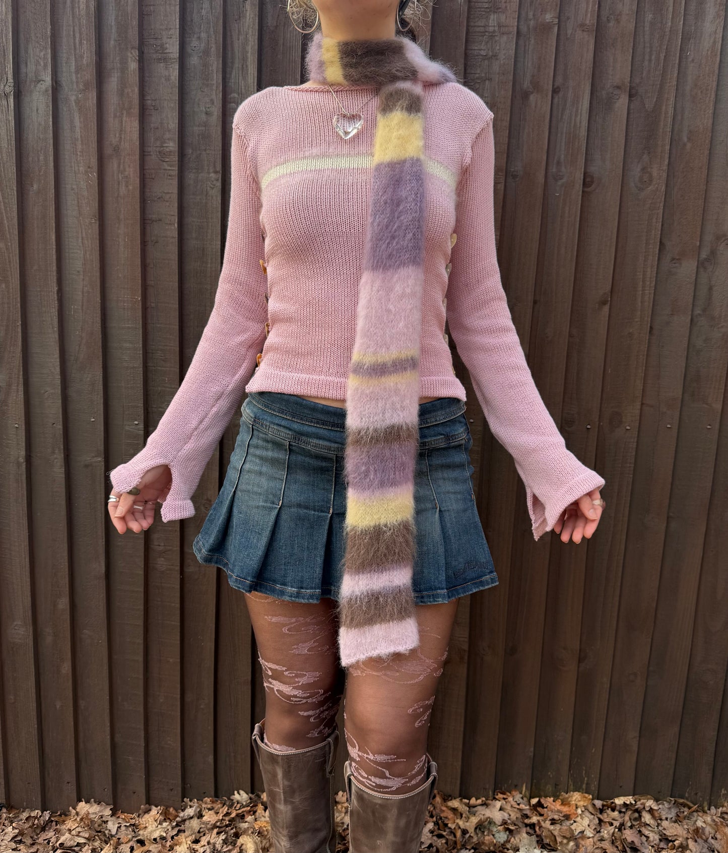 1 of 1 fluffy striped scarf - lotus flower 🪷 made to order