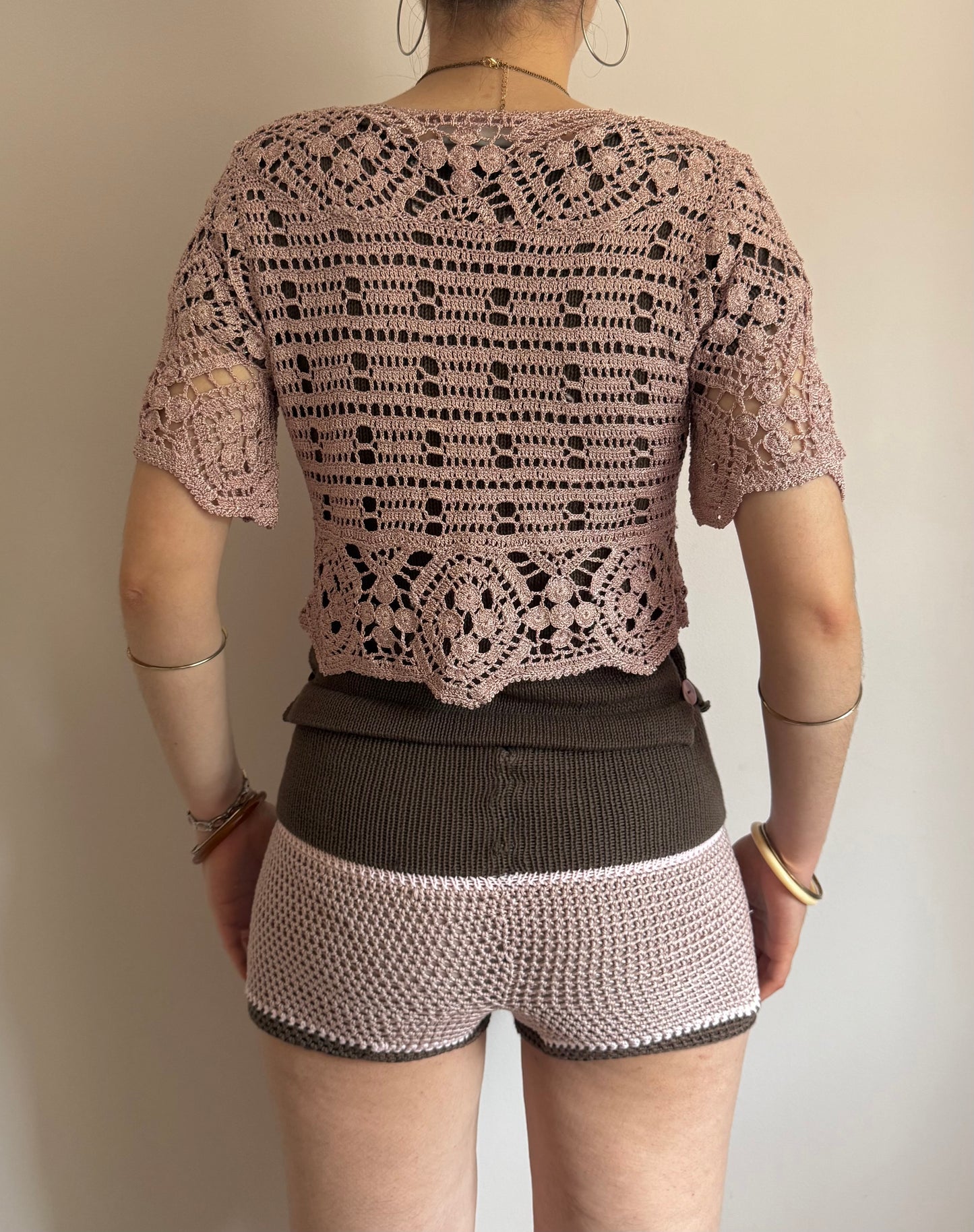 The Pearl Button Shorts in dusky pink & mocha (pre made in S)